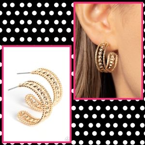 2/$10 Paparazzi Dotted Darling - Gold Earring